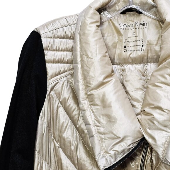 ✨ Calvin Klein Performance Jacket – Women’s 1X, Light Gold Bodice & Black Knit S - Picture 10 of 15